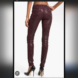 7 For All Mankind Burgundy Snakeskin Pants